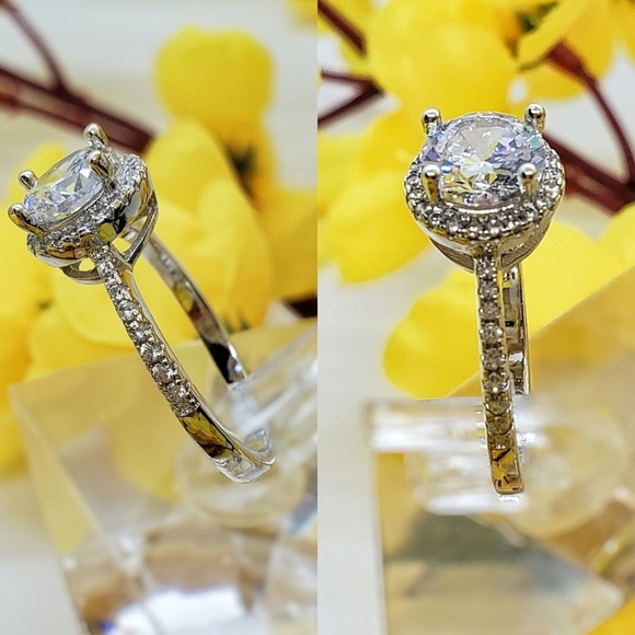 ROUND STONE LUXURY STERLING SILVER RING - Picture 7 of 8